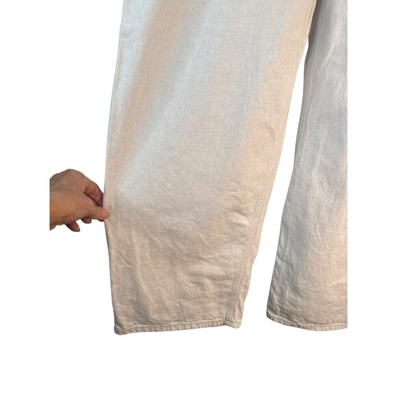 ZARA Linen Blend Small Wide Leg Pants Beige - Picture 8 of 15